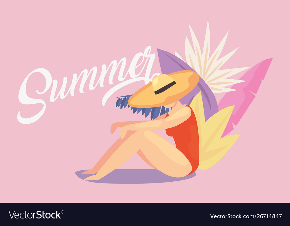 Woman Summer Time Vacations Design Royalty Free Vector Image