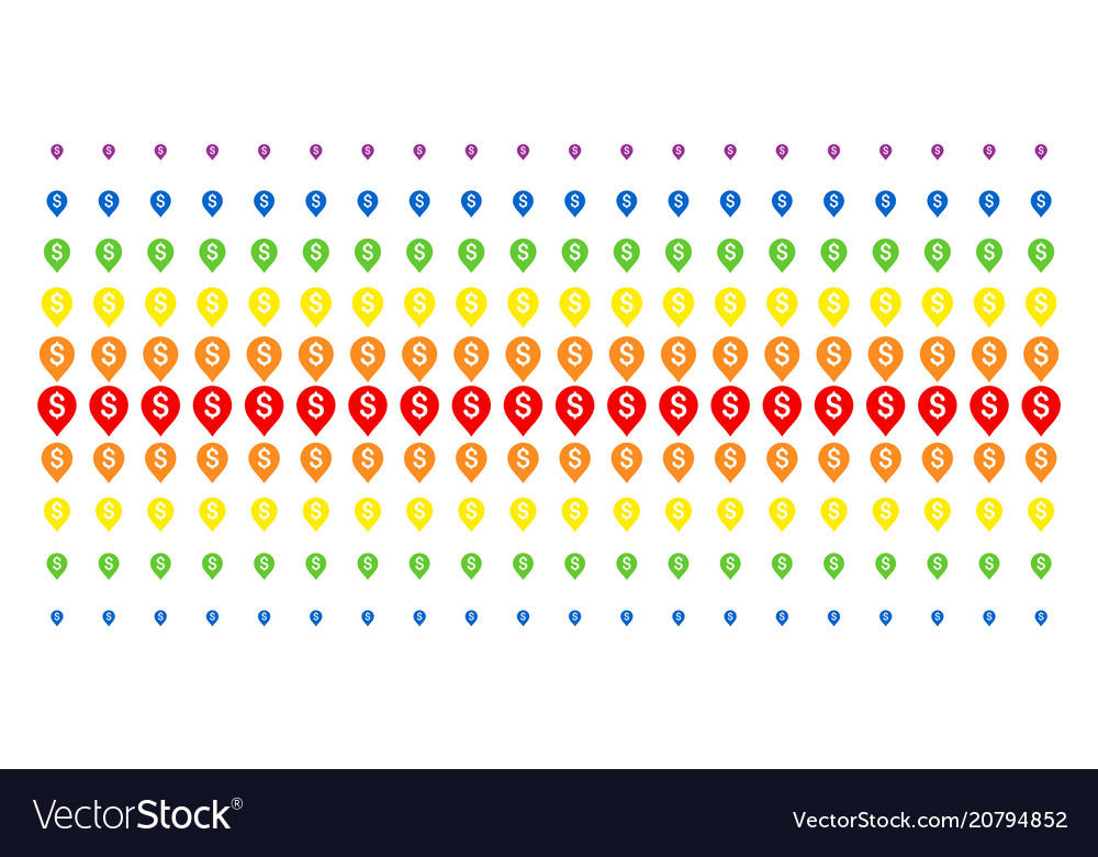 Banking map marker shape halftone spectrum pattern vector image Banking map marker shape halftone spectrum pattern