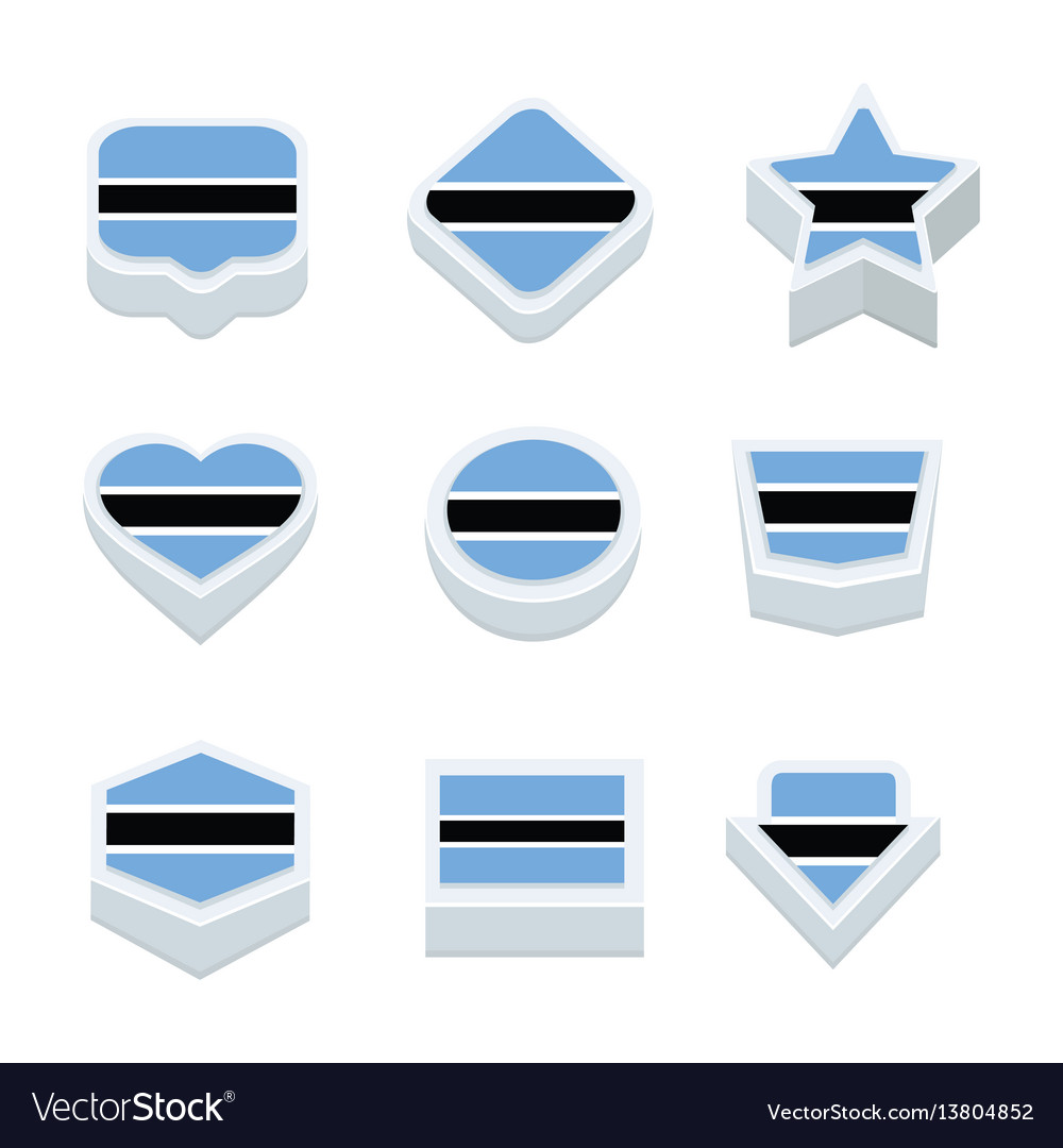 Botswana flags icons and button set nine styles