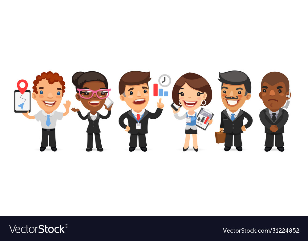 Cartoon business men and women Royalty Free Vector Image