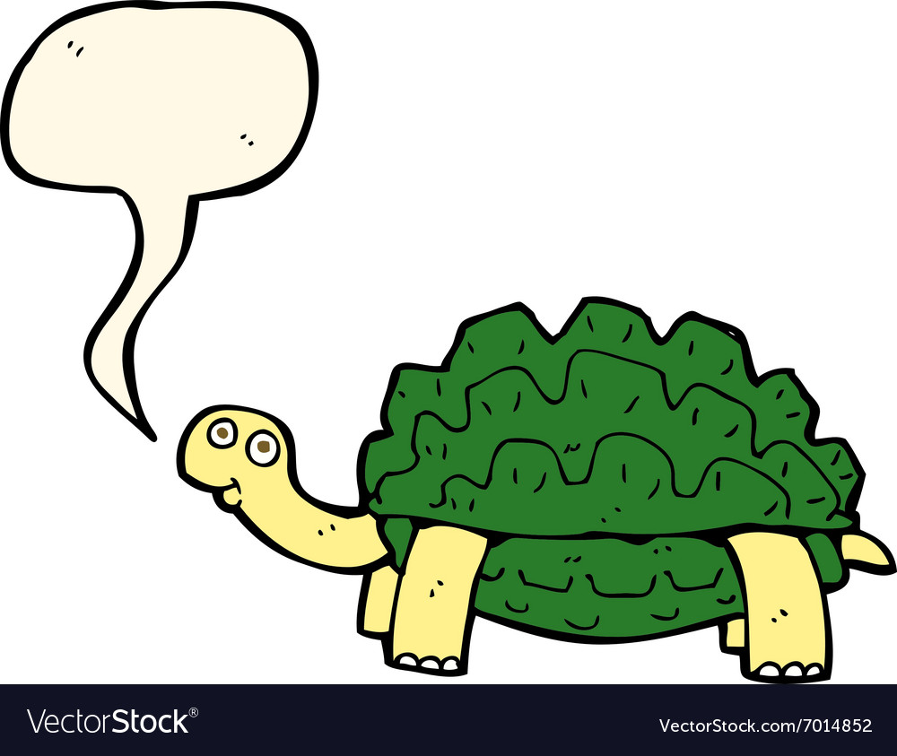 Cartoon tortoise with speech bubble