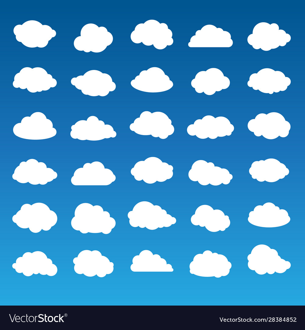 Collection clouds Royalty Free Vector Image - VectorStock