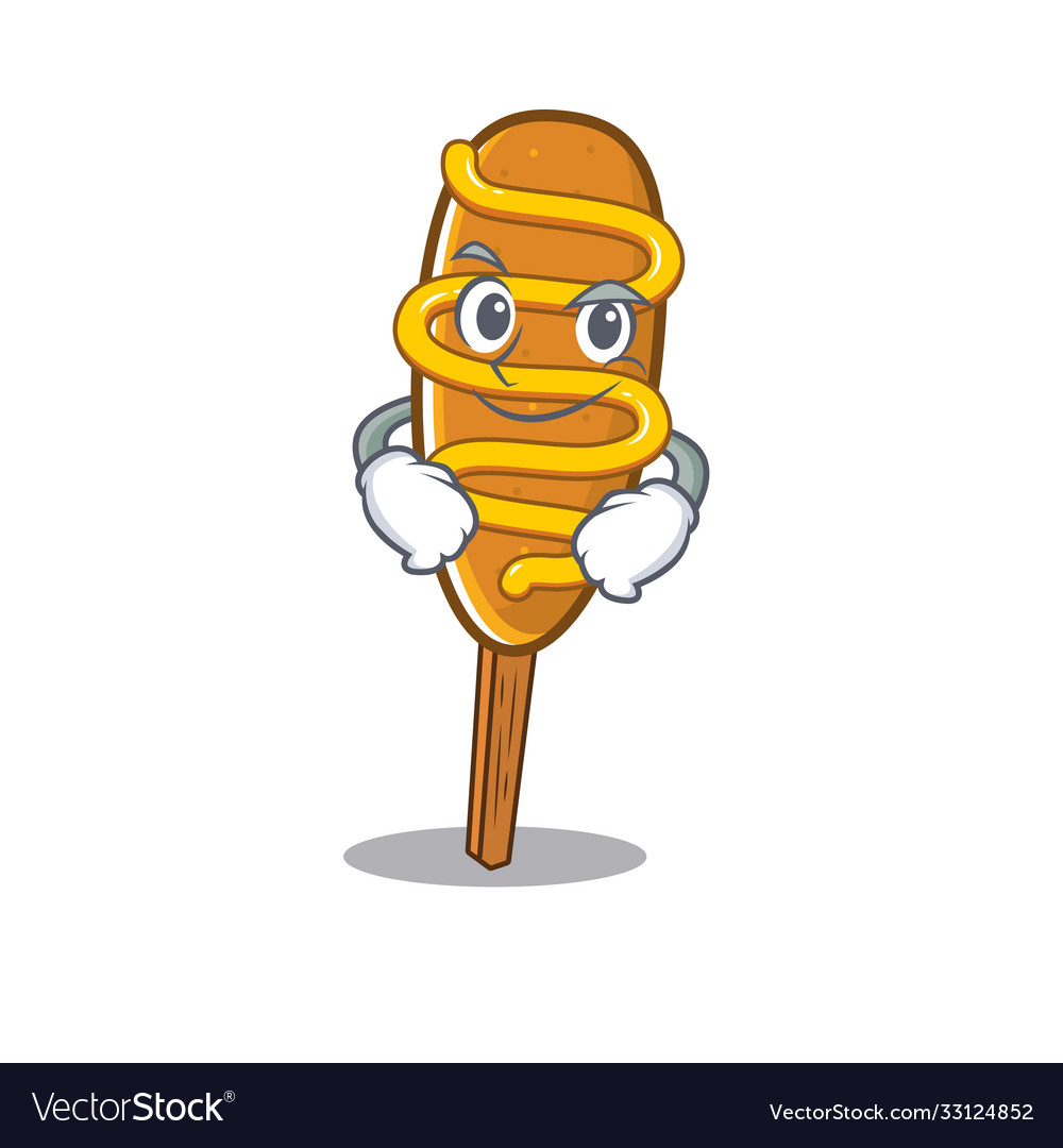 Cool corn dog mascot character with smirking face Vector Image