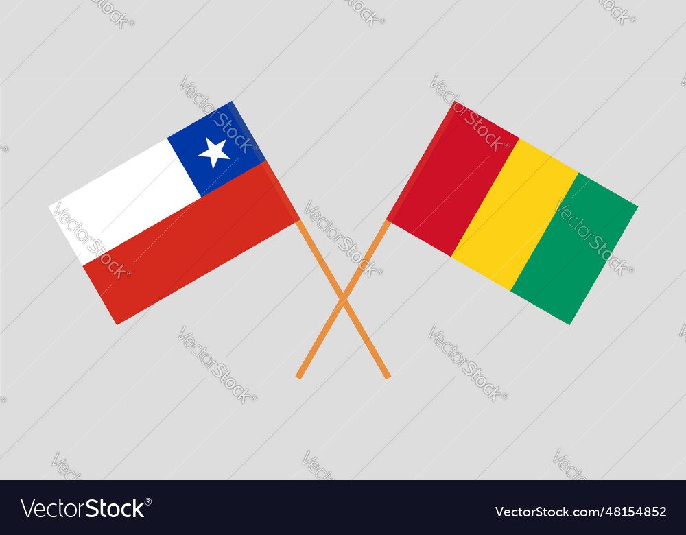 Gekreuzte Flaggen von Chile und Guinea offizielle Farben