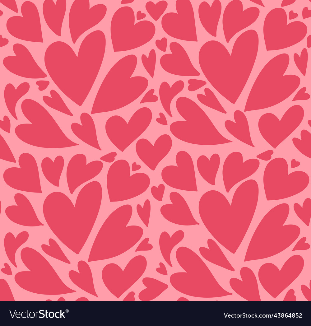 Cute Pink Hand Drawn Hearts Mosaic Seamless Vector Image