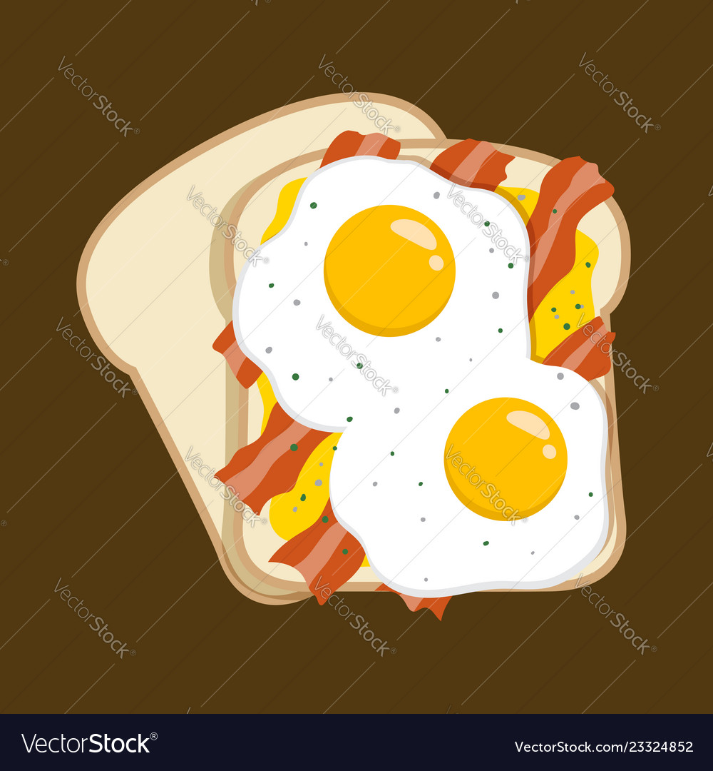 Egg and bacon sandwich simple breakfast menu Vector Image