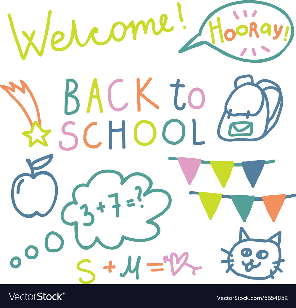 English text back to school Royalty Free Vector Image