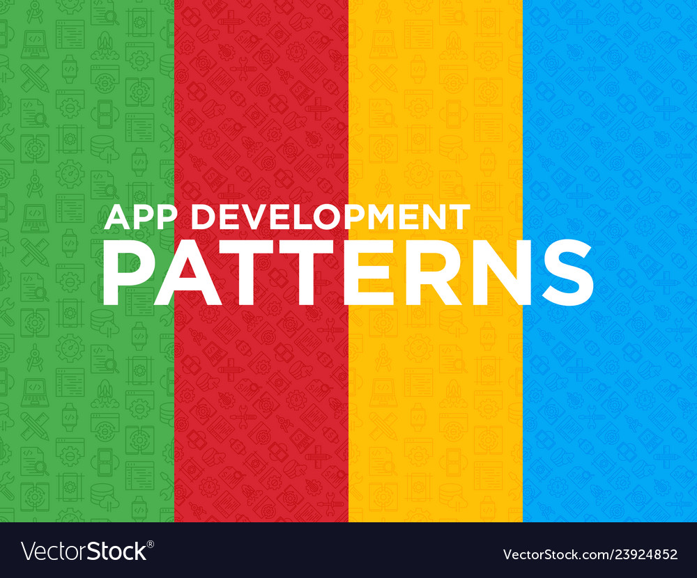 Four different app development seamless patterns vector image Four different app development seamless patterns