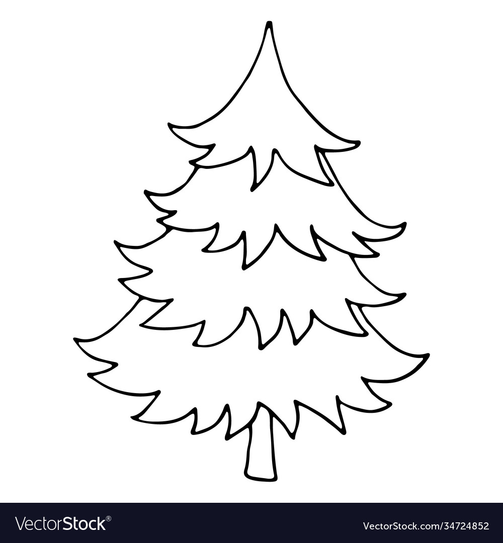 Hand drawn christmas tree isolated on white Vector Image