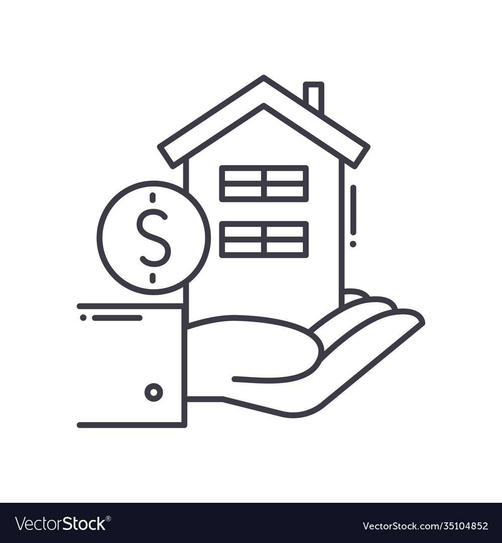 Housing assistance icon linear isolated vector image Housing assistance icon linear isolated