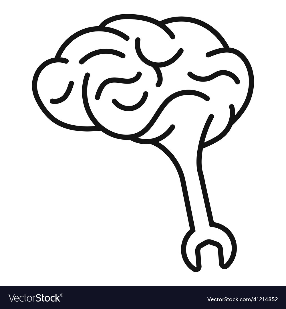 Human brain with wrench psychology concept work