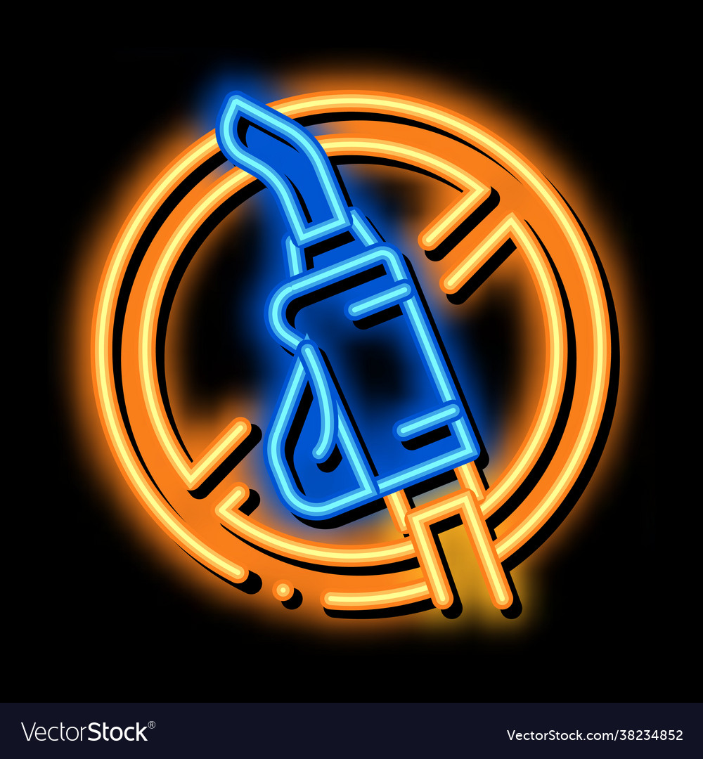 Redueling pistol crossed out sign neon glow icon