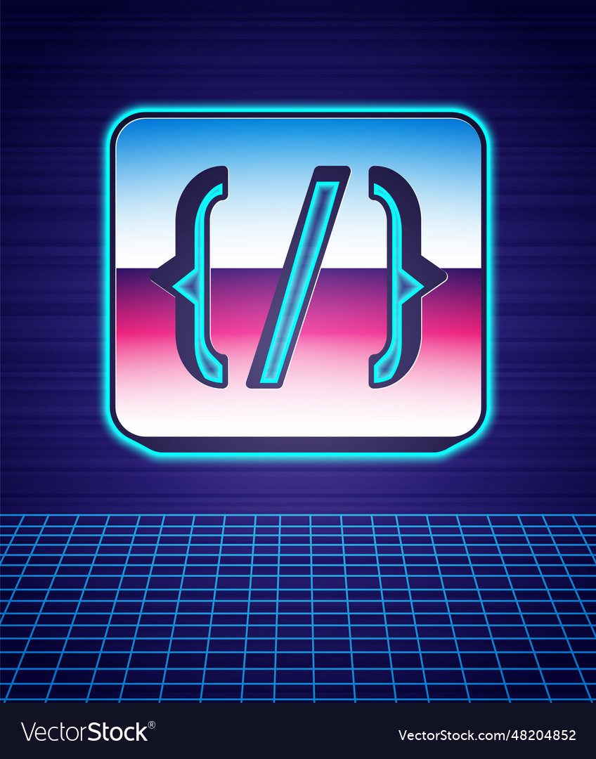Retro-Stil Programmiersprache Syntax Symbol vector image Retro-Stil Programmiersprache Syntax Symbol