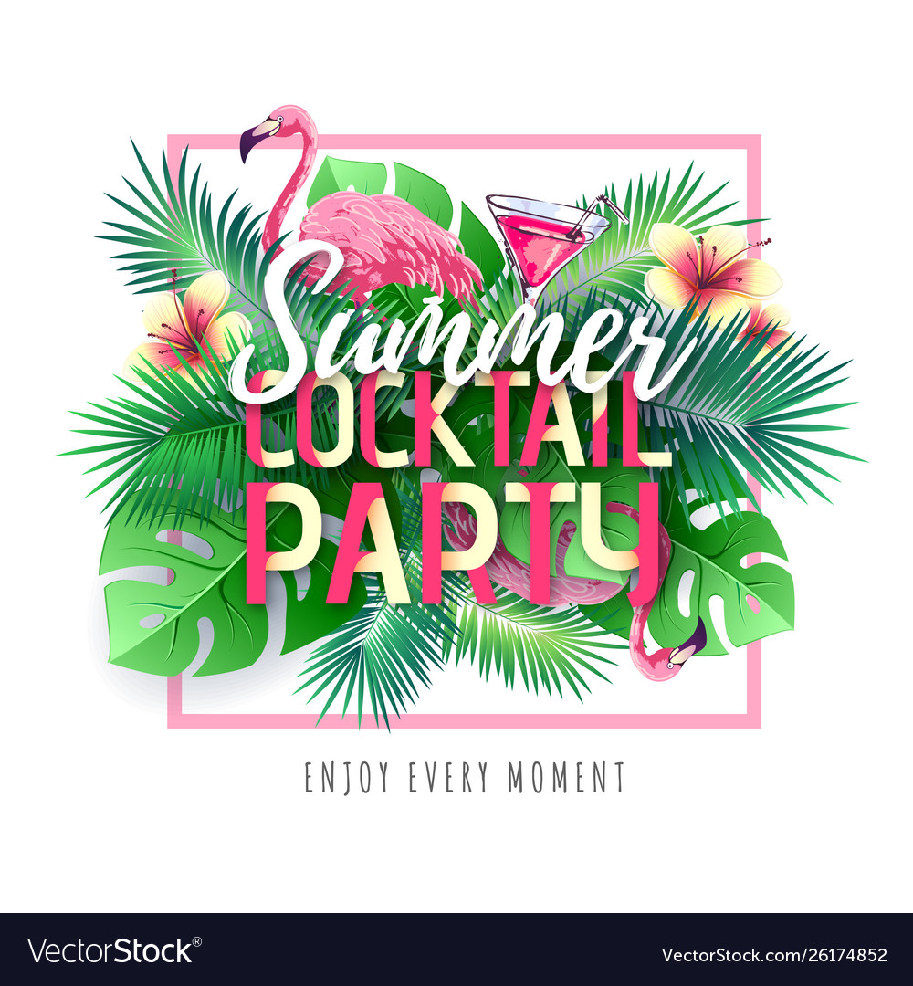 Summer cocktail party typography poster Royalty Free Vector