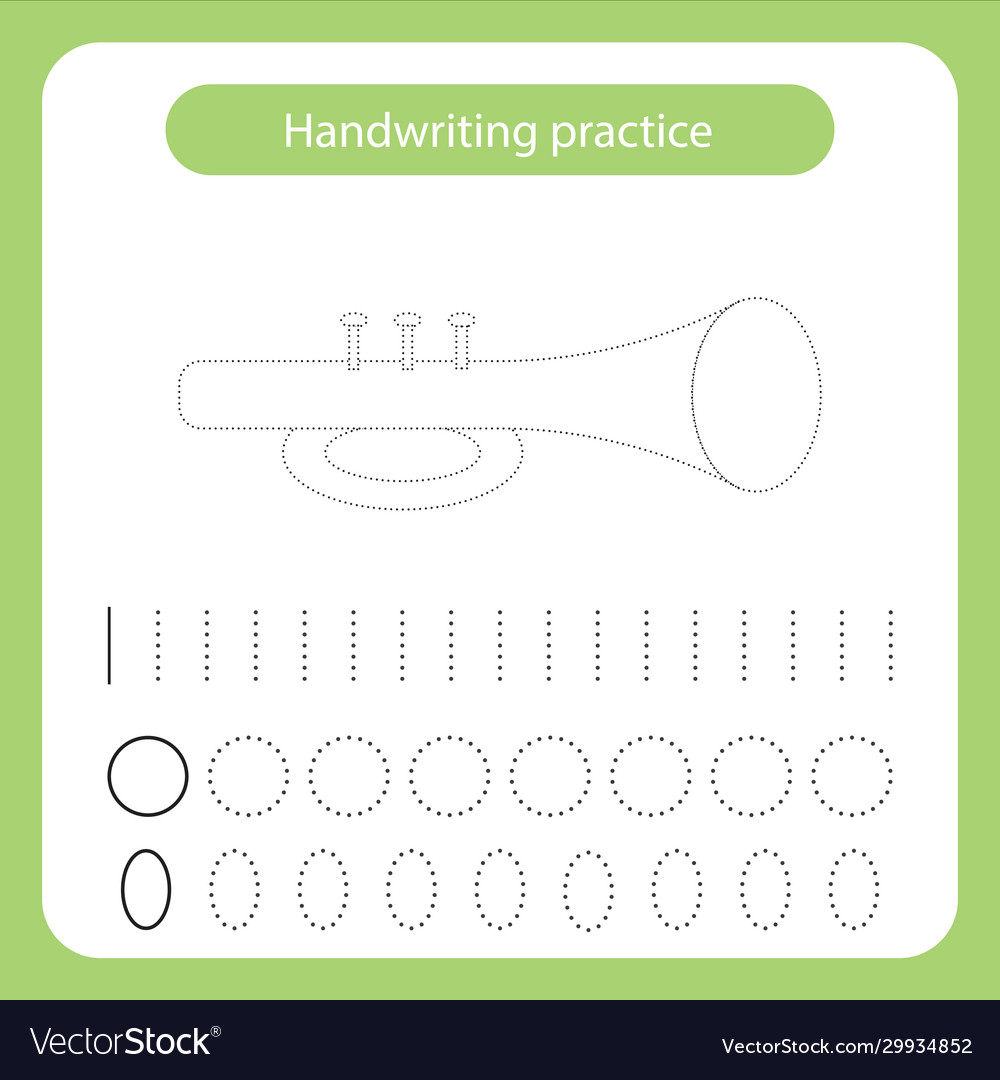 Trumpet kids toys theme handwriting practice sheet