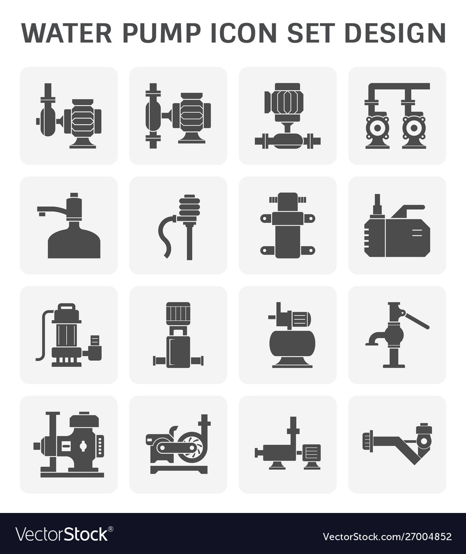 Water pump icon set design Royalty Free Vector Image