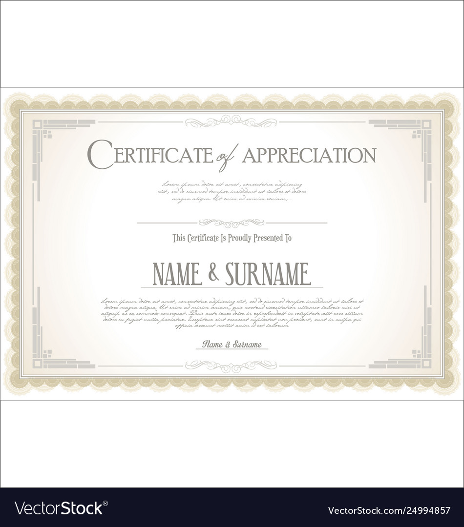 Certificate or diploma retro vintage template 03 Vector Image