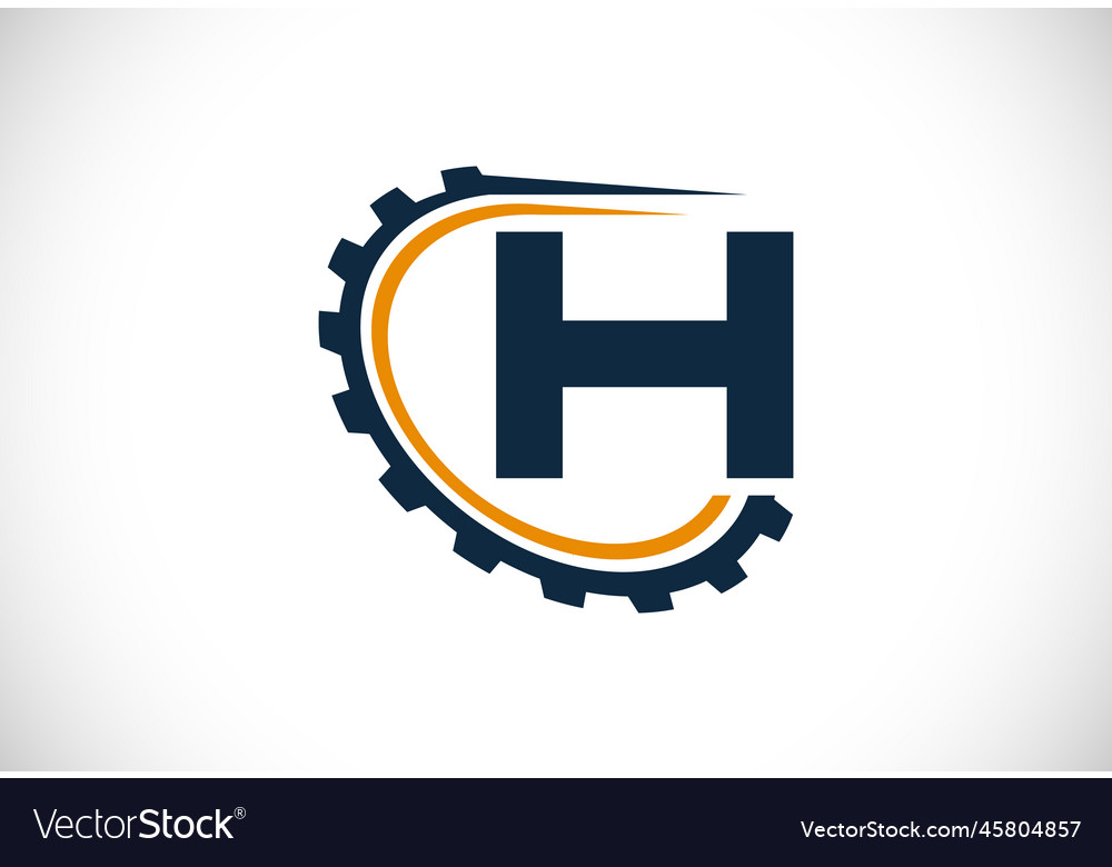 Initial h alphabet with a gear gear engineer logo Vector Image