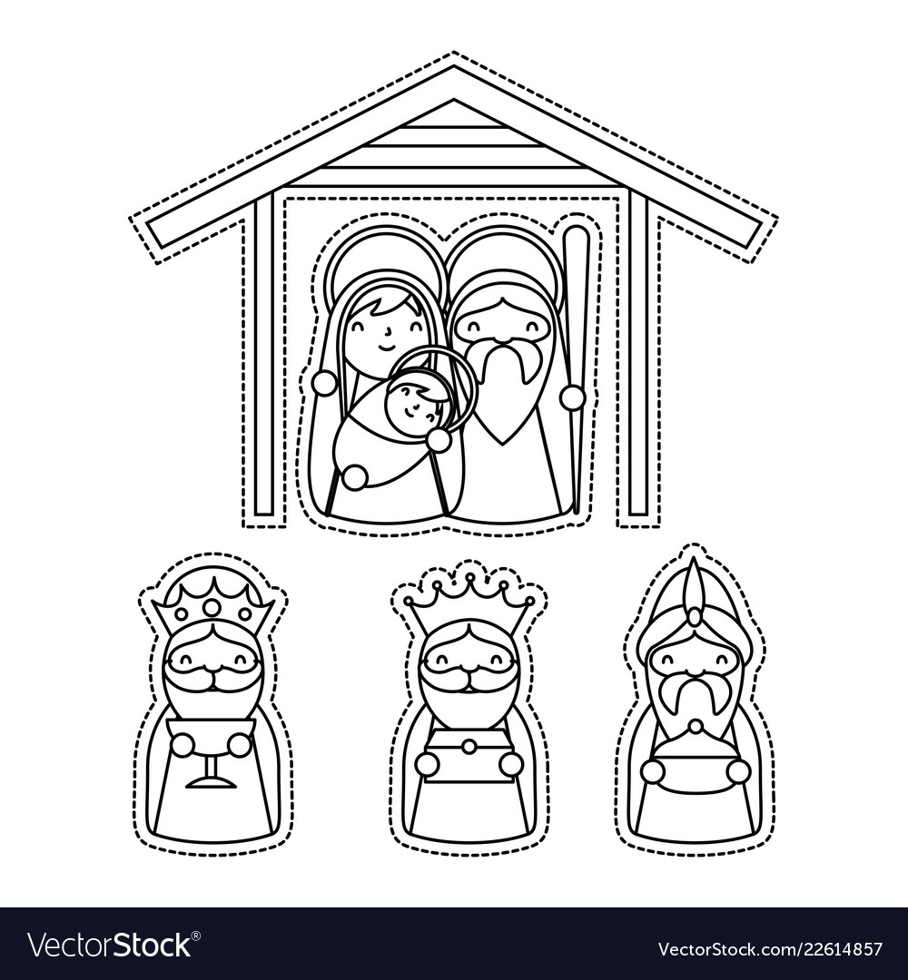 Manger epiphany christmas Royalty Free Vector Image