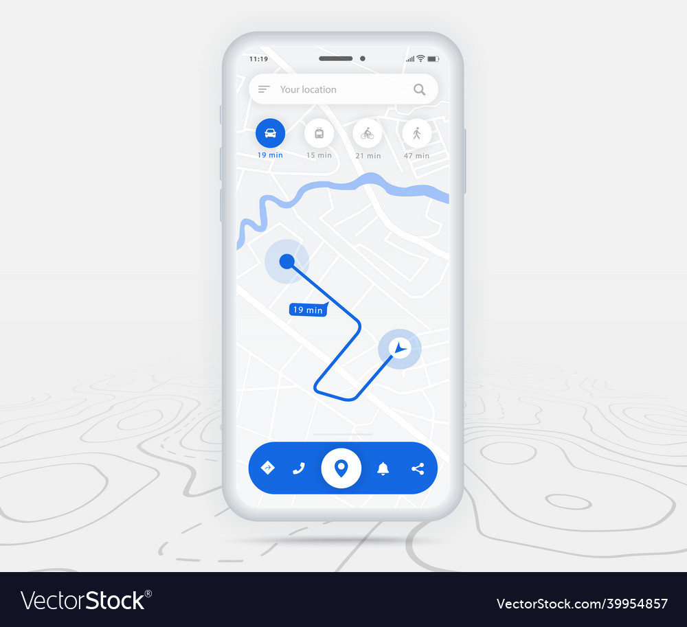 Map gps navigation ux ui concept smartphone Vector Image