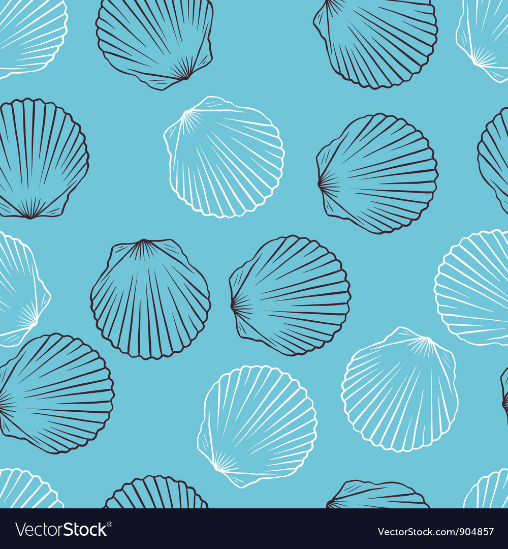 Seamless hand drawn texture shells Royalty Free Vector Image