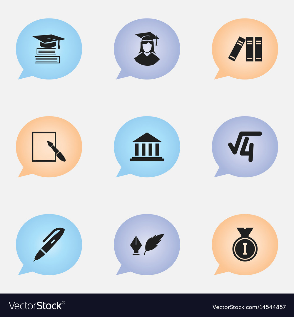 Set of 9 editable university icons includes