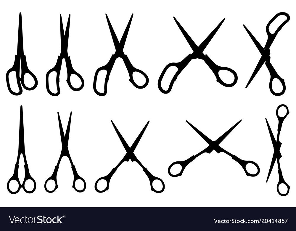 Set of different scissors