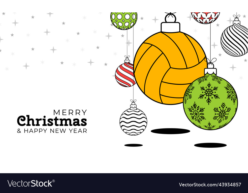 Volleyball christmas greeting card in trendy line