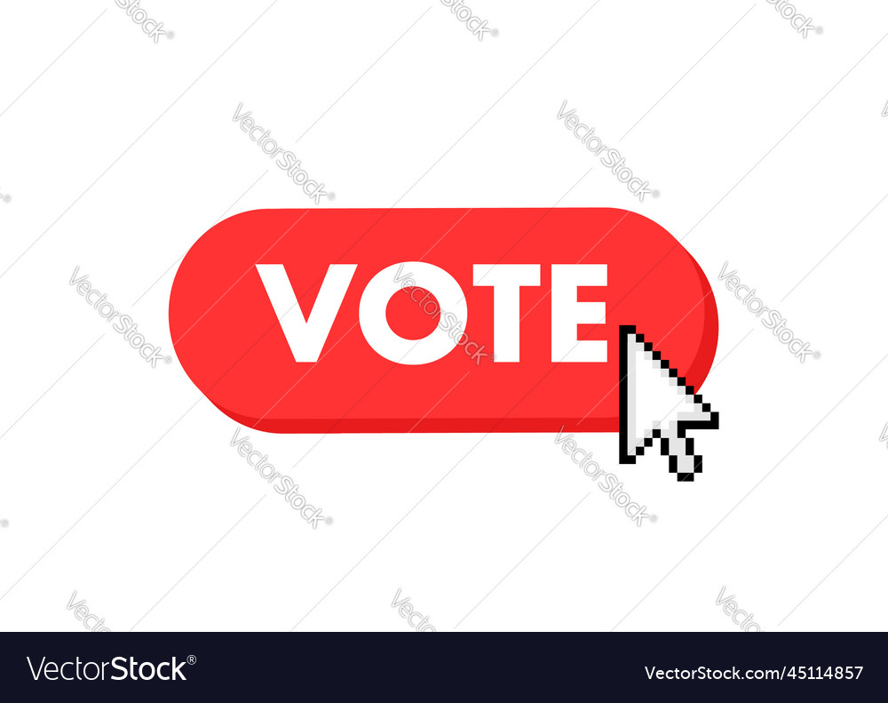 Vote button with cursor pointer click web vector image Vote button with cursor pointer click web