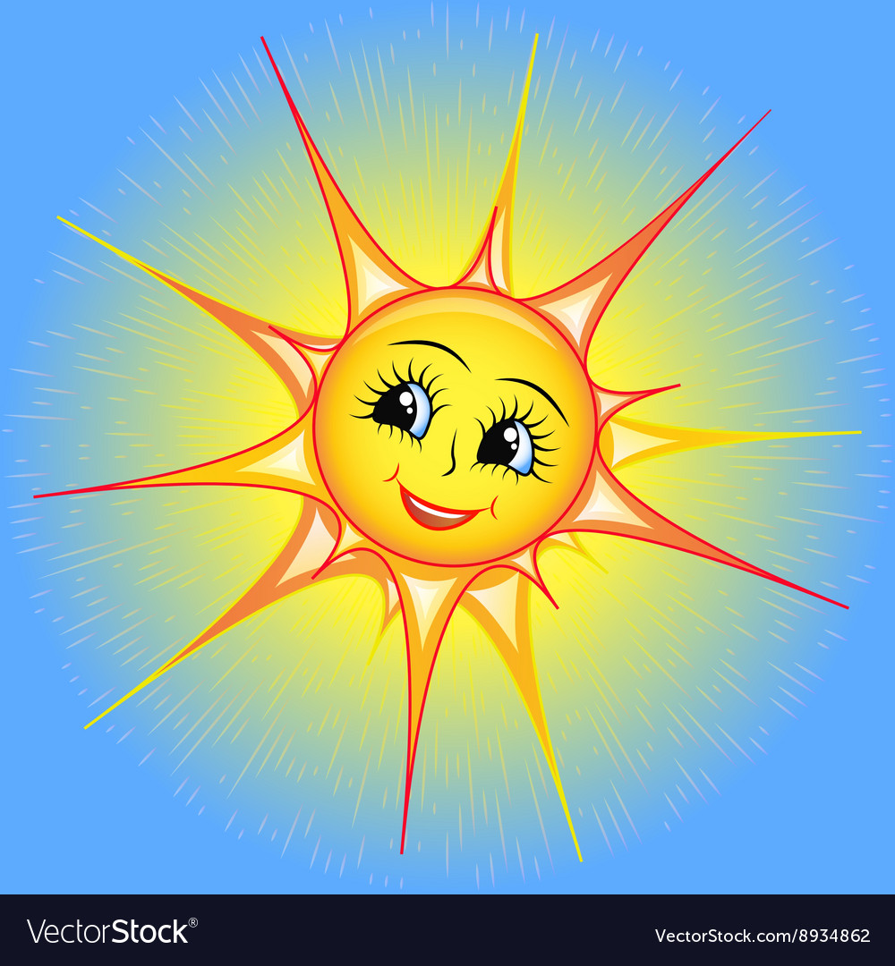 Bright cartoon a smiling sun i Royalty Free Vector Image