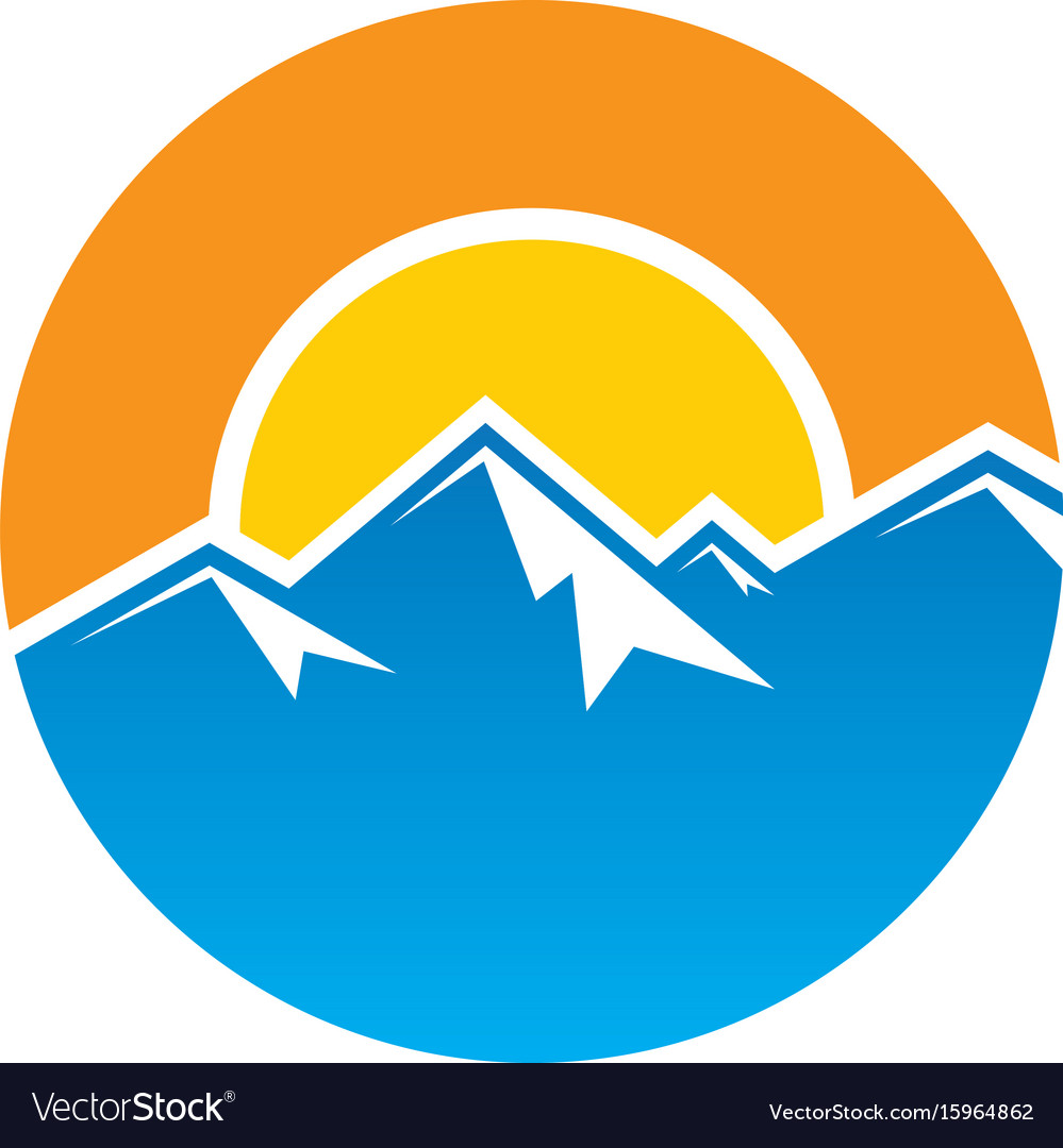 Circle mountain hiking logo Royalty Free Vector Image