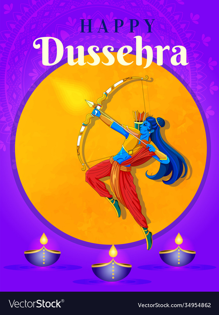 Happy dussehra indian holiday template vector image Happy dussehra indian holiday template