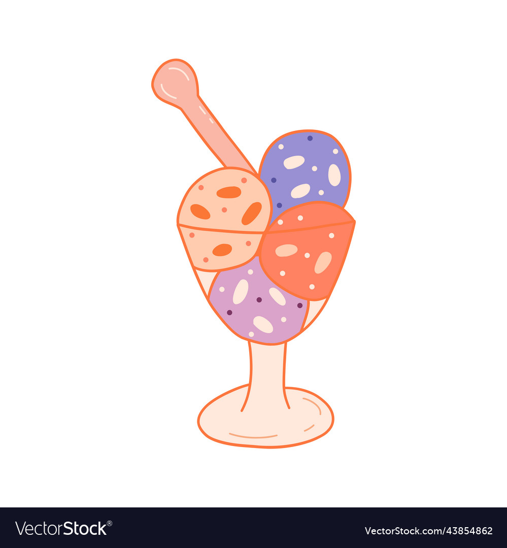 Ice cream scoops in a glass bowl colorful Vector Image