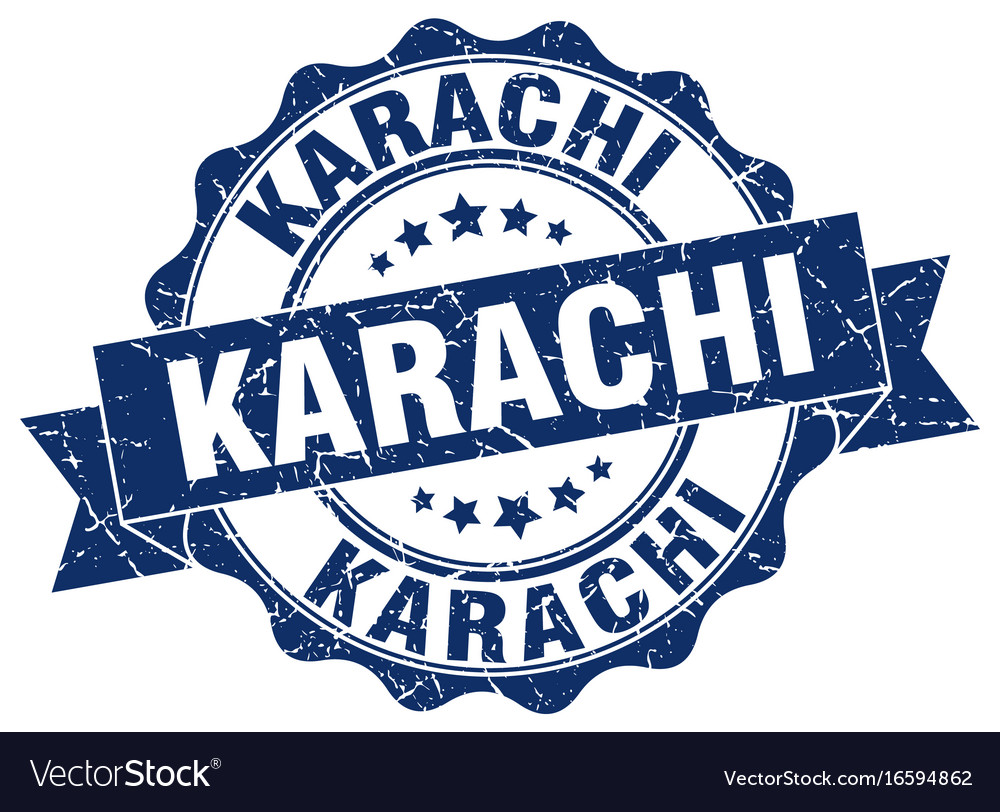 Karachi round ribbon seal Royalty Free Vector Image