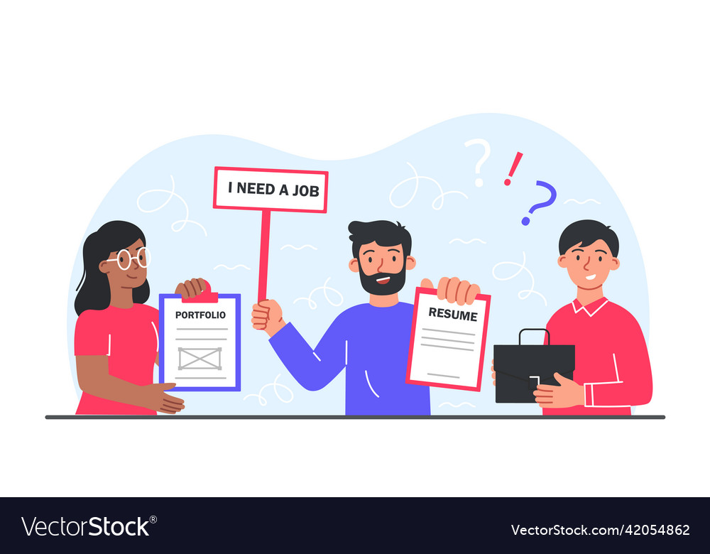 Man looking for job Royalty Free Vector Image VectorStock