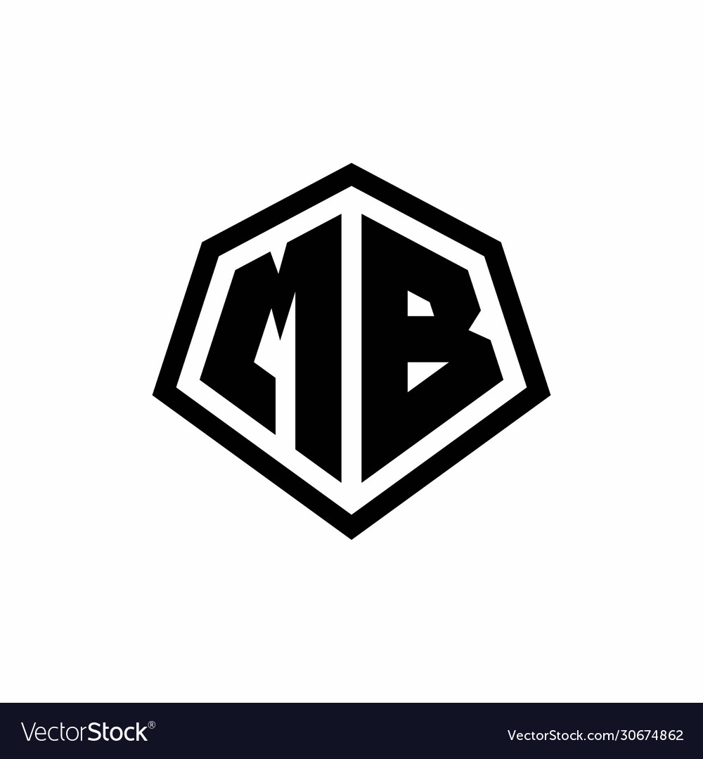 Mb monogram logo with hexagon shape and line Vector Image