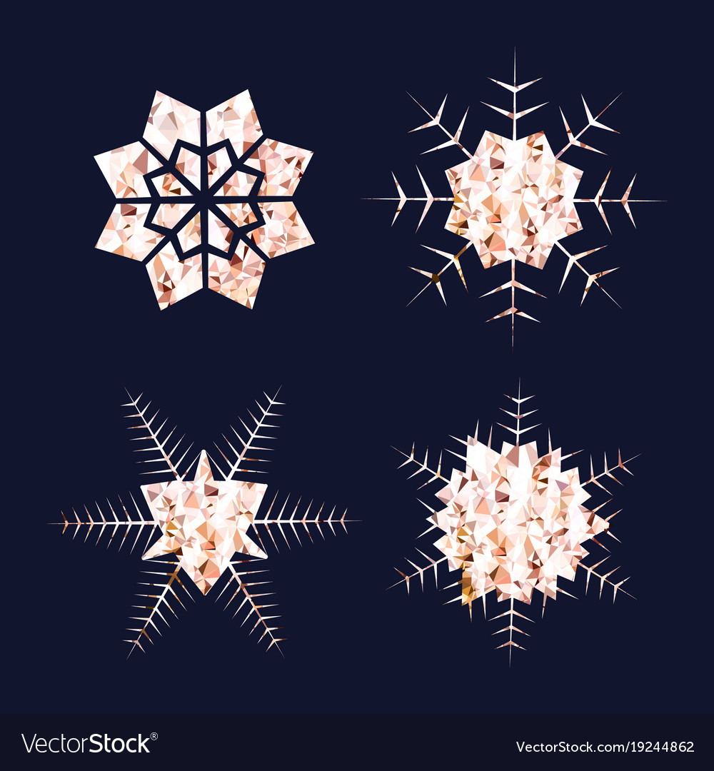 Rose gold snowflakes golden glitter or foil snow
