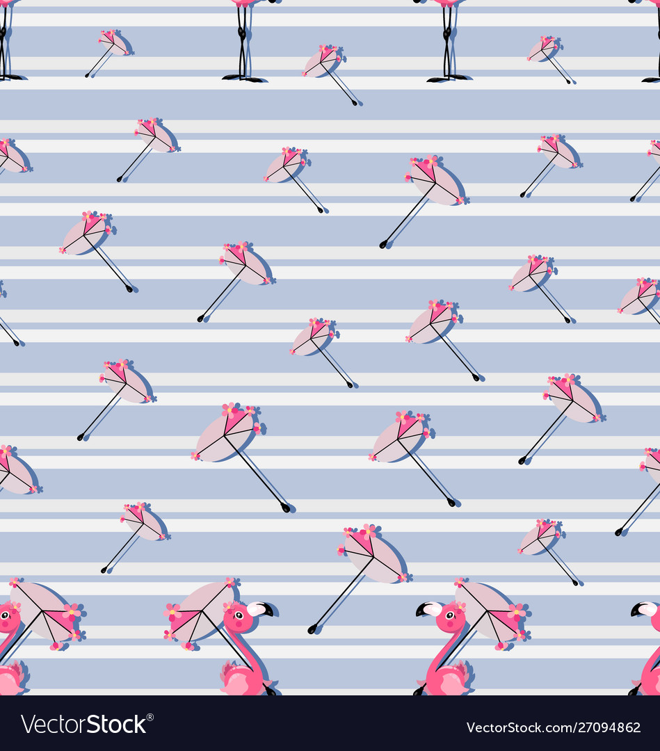 Seamless pattern with little pink flamingos