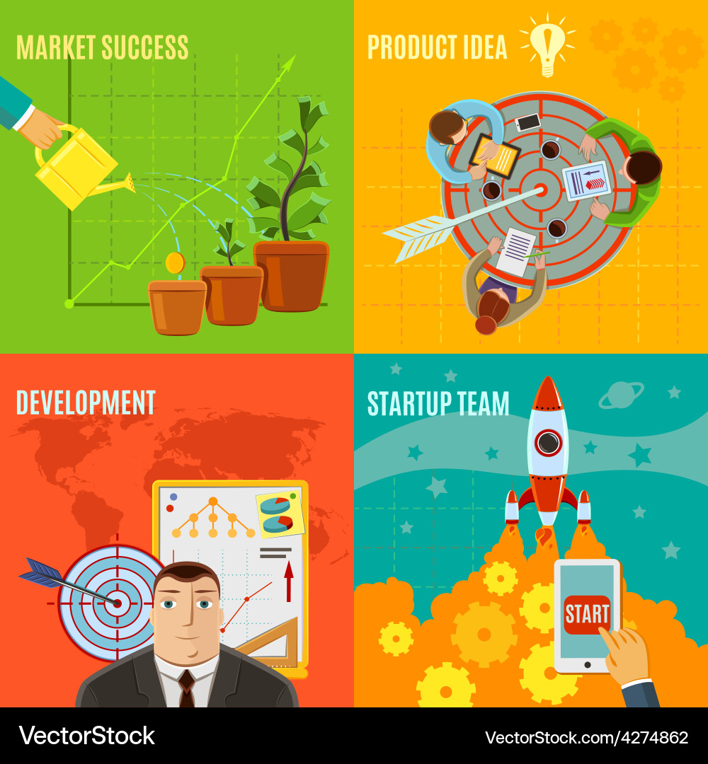 Startup design concept set Royalty Free Vector Image
