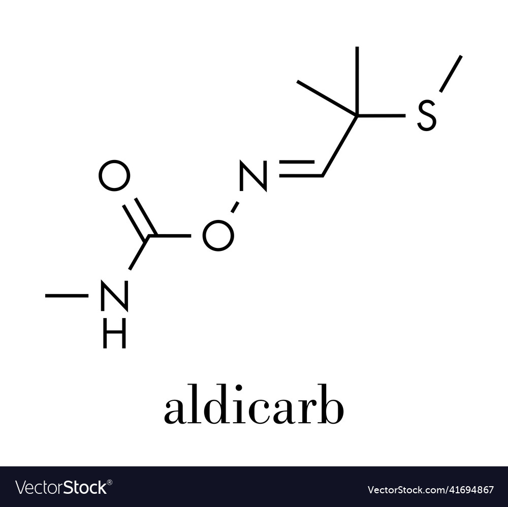 Aldicarb pesticide molecule skeletal formula