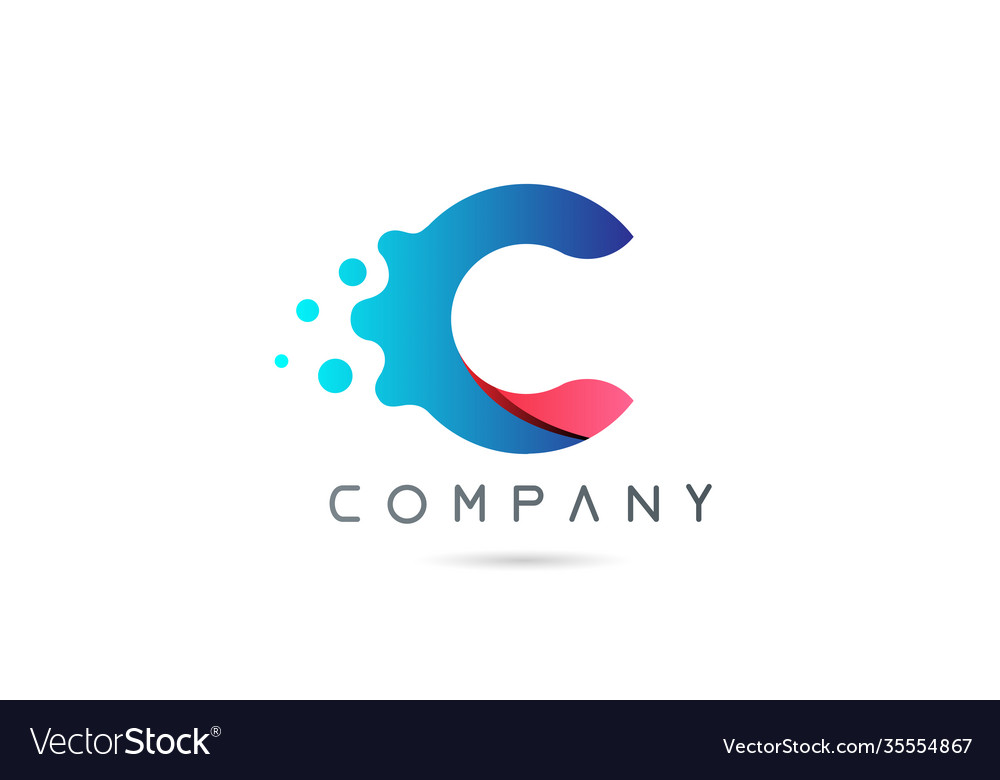 C pink blue letter logo icon with bubble shapes Vector Image