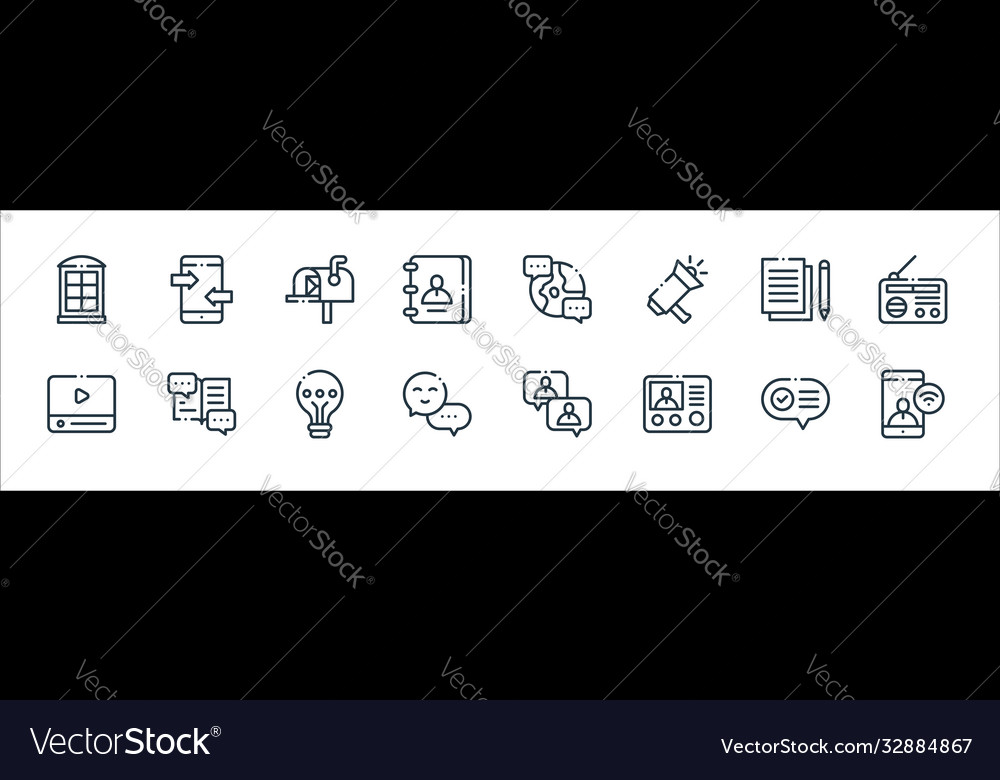 Communication line icons linear set quality vector image Communication line icons linear set quality
