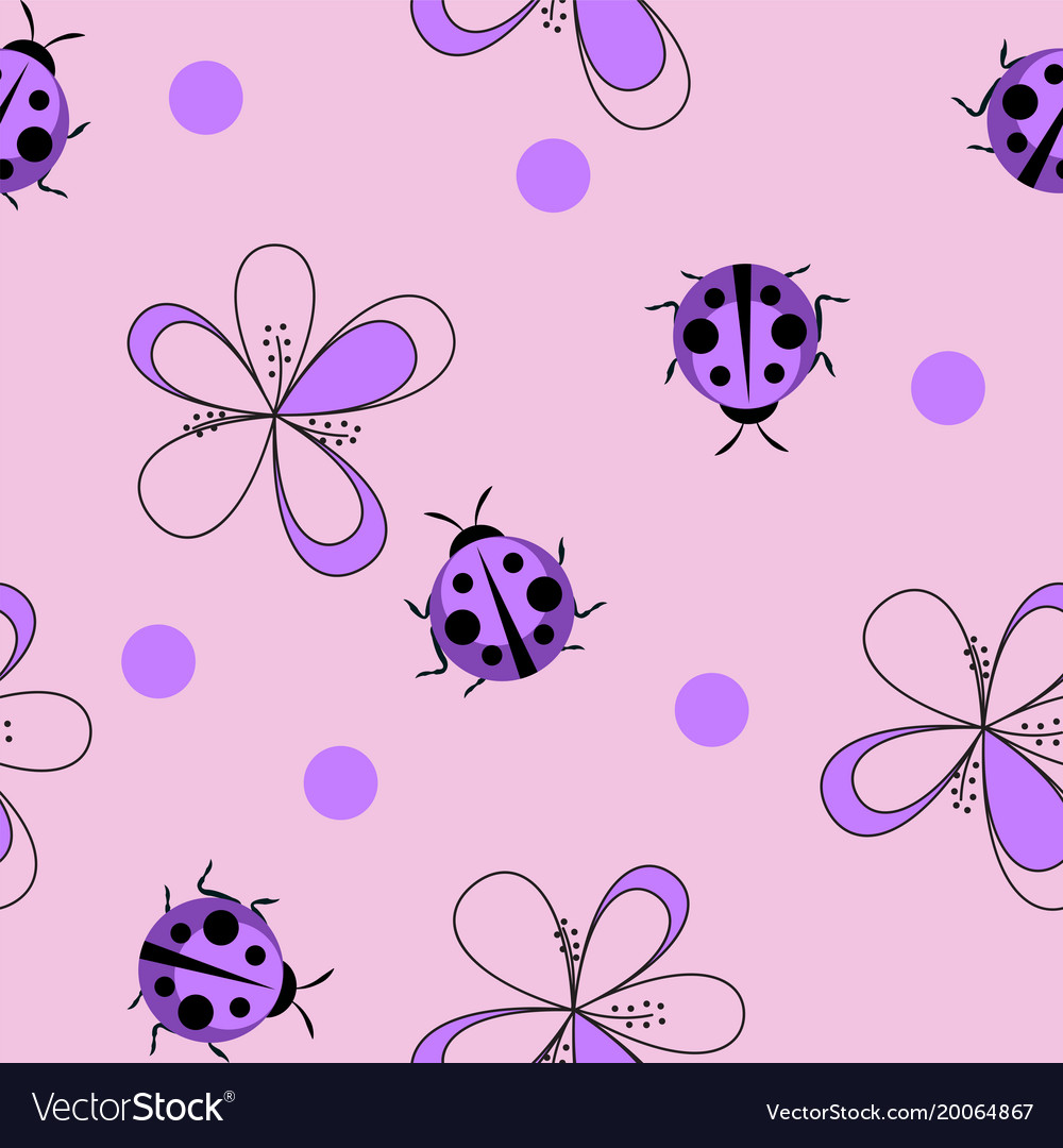 Cute ladybug seamless pattern background