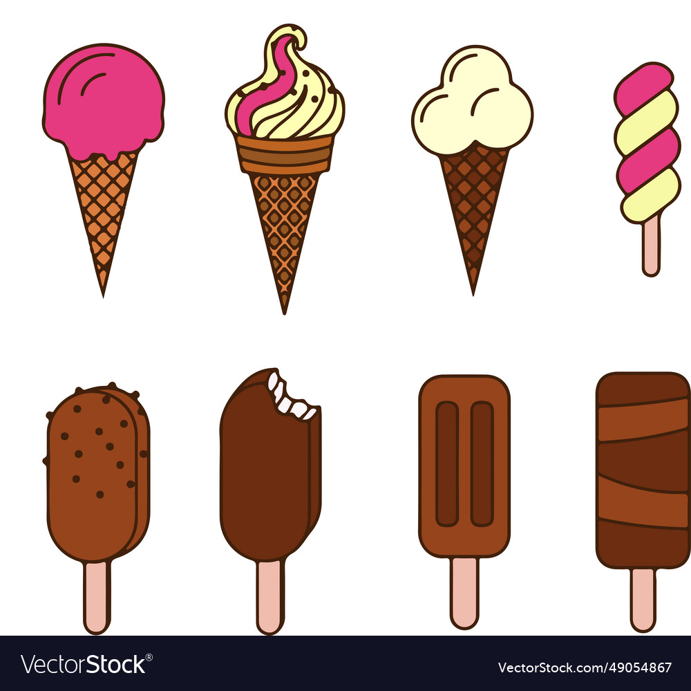 Different types of ice cream Royalty Free Vector Image