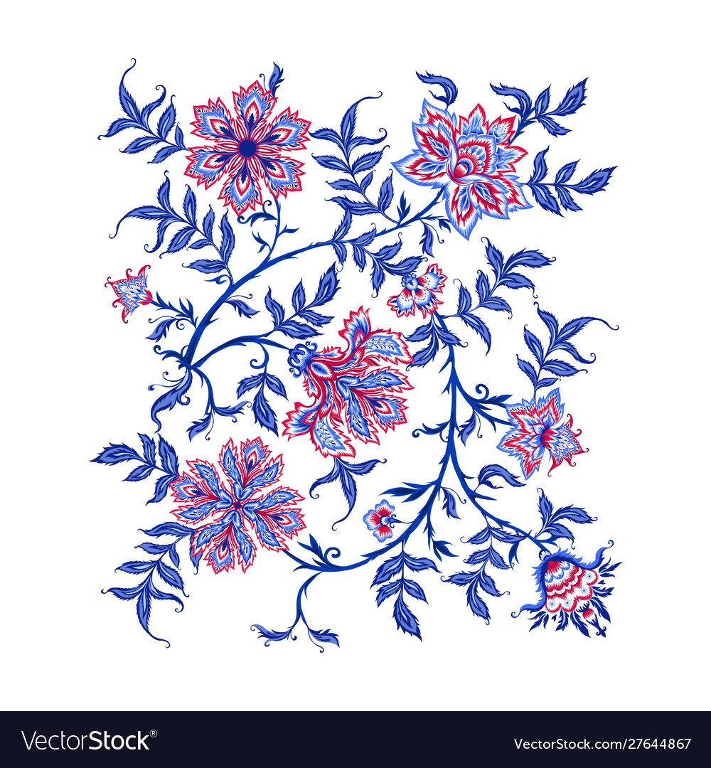 Ethnic pattern element in kalamkari style fantasy Vector Image