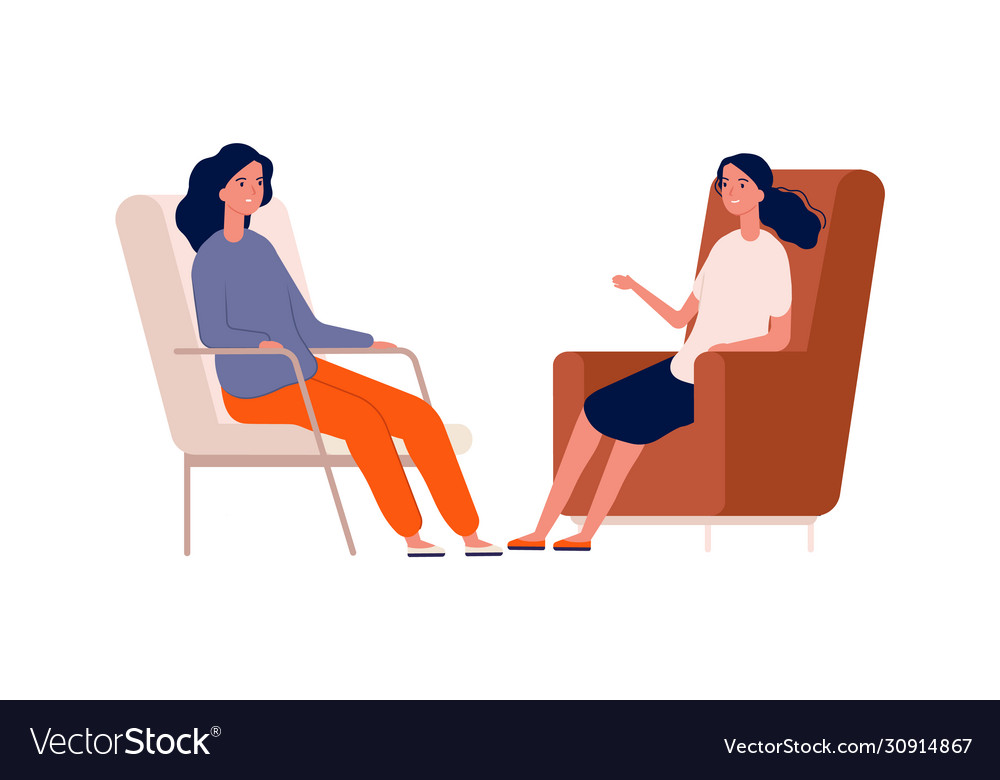 Friends talking girls meeting woman has problems Vector Image