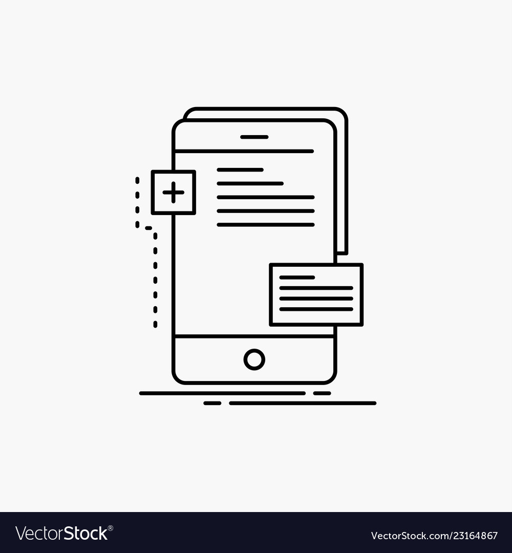 Frontend interface mobile phone developer line vector image Frontend interface mobile phone developer line