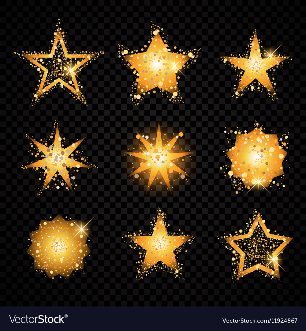 Gold glittering stars sparkling particles on Vector Image