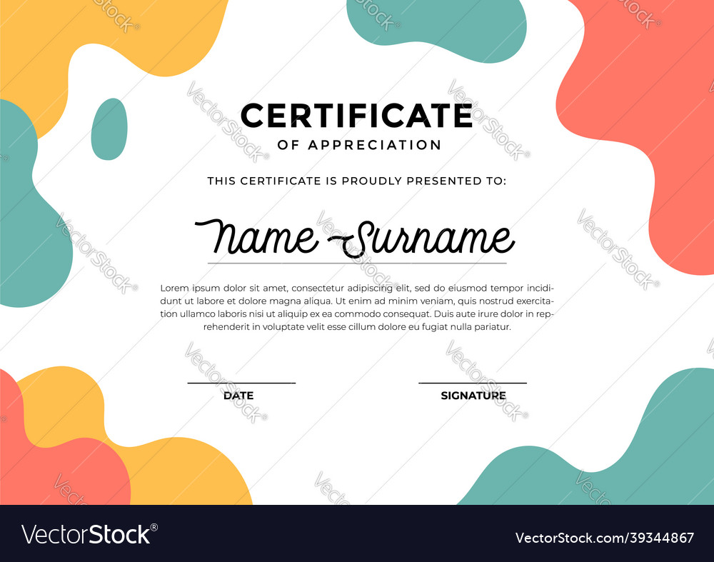 Modern certificate template with abstract shapes vector image Modern certificate template with abstract shapes