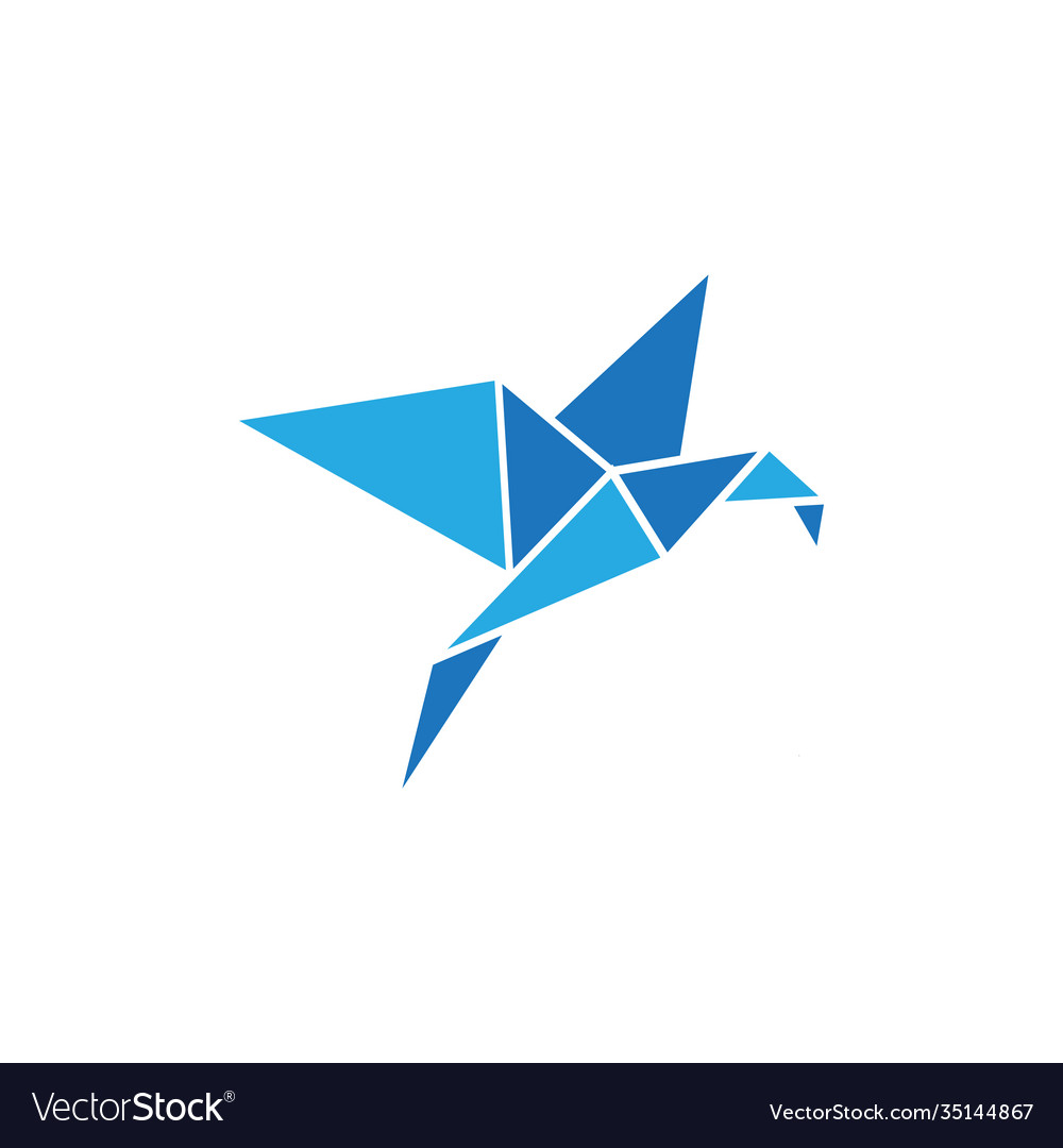 Origami bird icon design template isolated